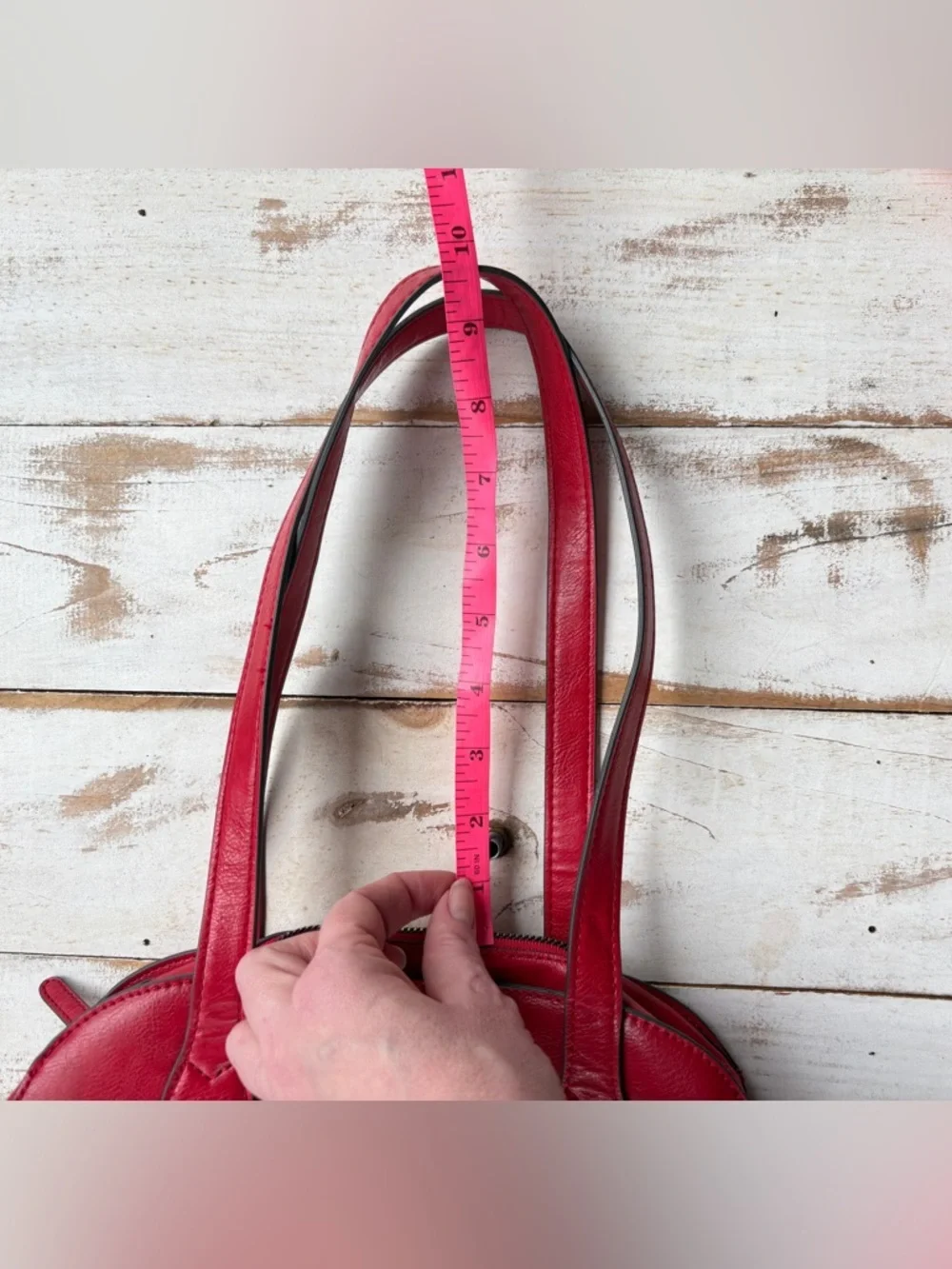 Liz Claiborne lipstick red vintage satchel shoulder bag purse vegan leather EUC